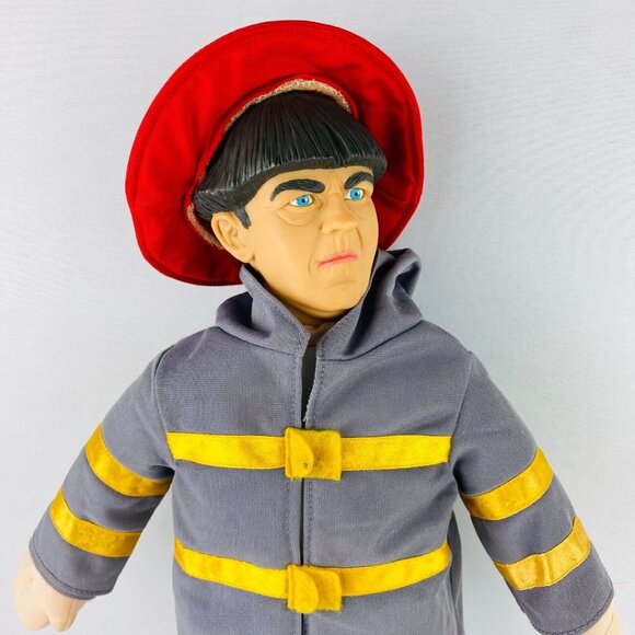 Three Stooges Moe Howard Character Plush Figure FiremanTv Series Plastic Face - Picture 8 of 10